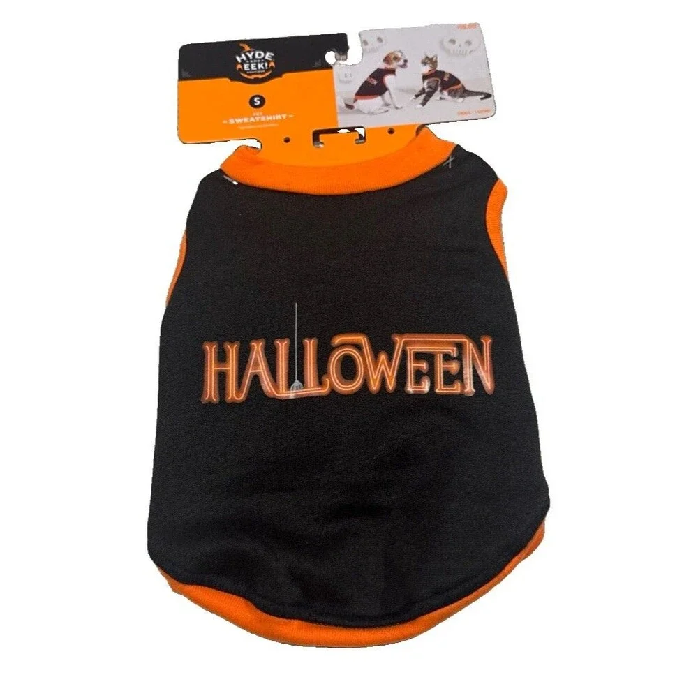 Hyde & Eek Halloween Pet Shirt size S small - Black/Orange -